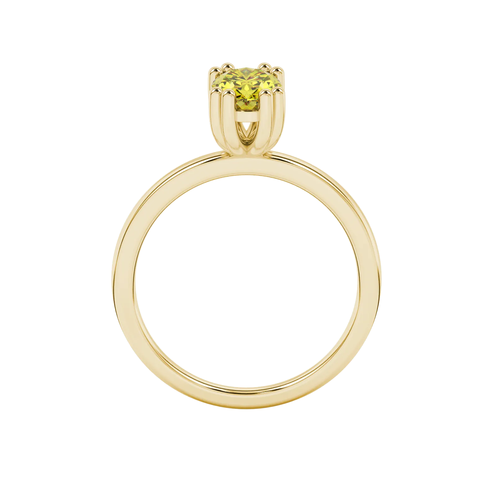 Oval cut canary yellow gemstone ring, yellow gold vintage basket setting.