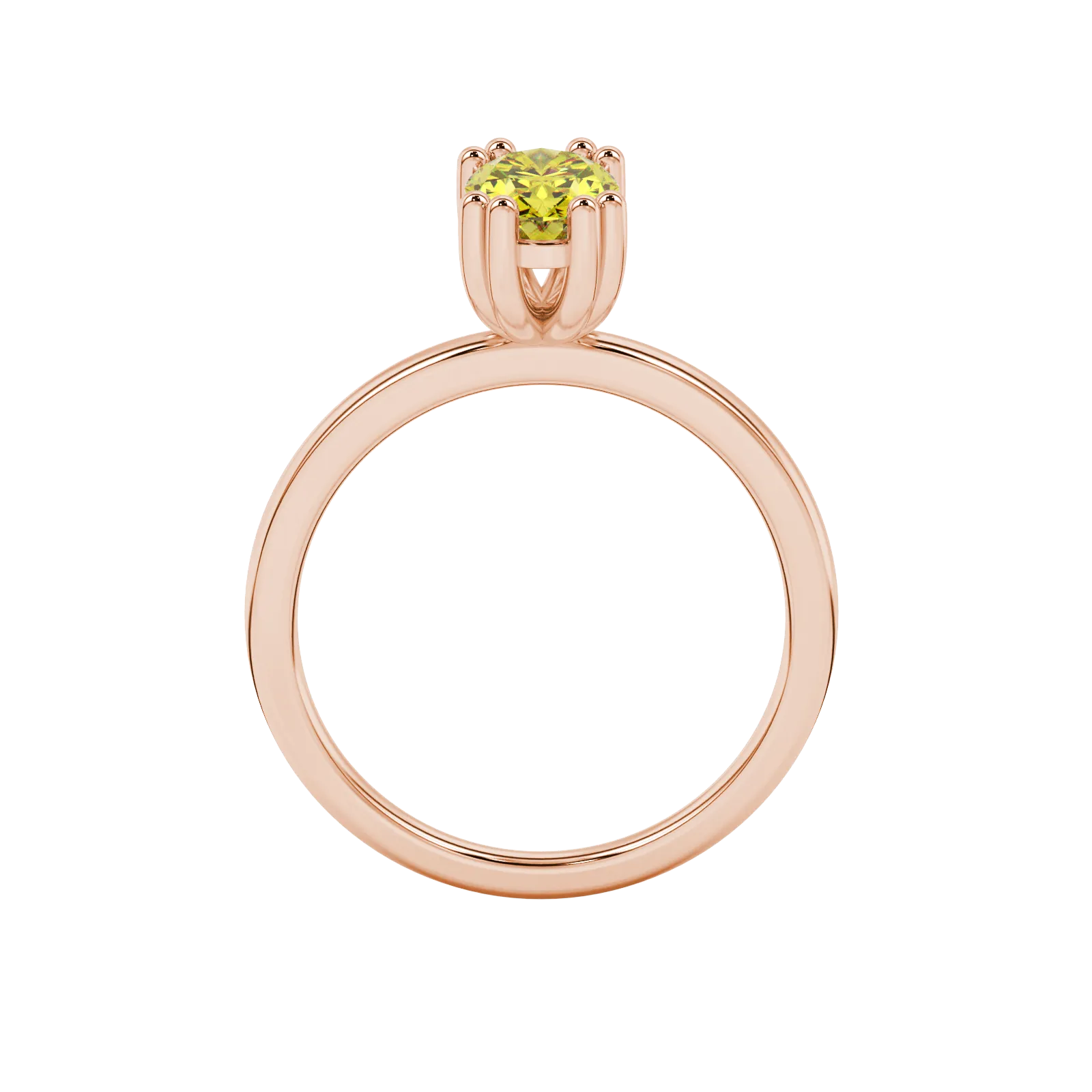 Oval cut canary yellow gemstone ring, rose gold vintage basket setting.