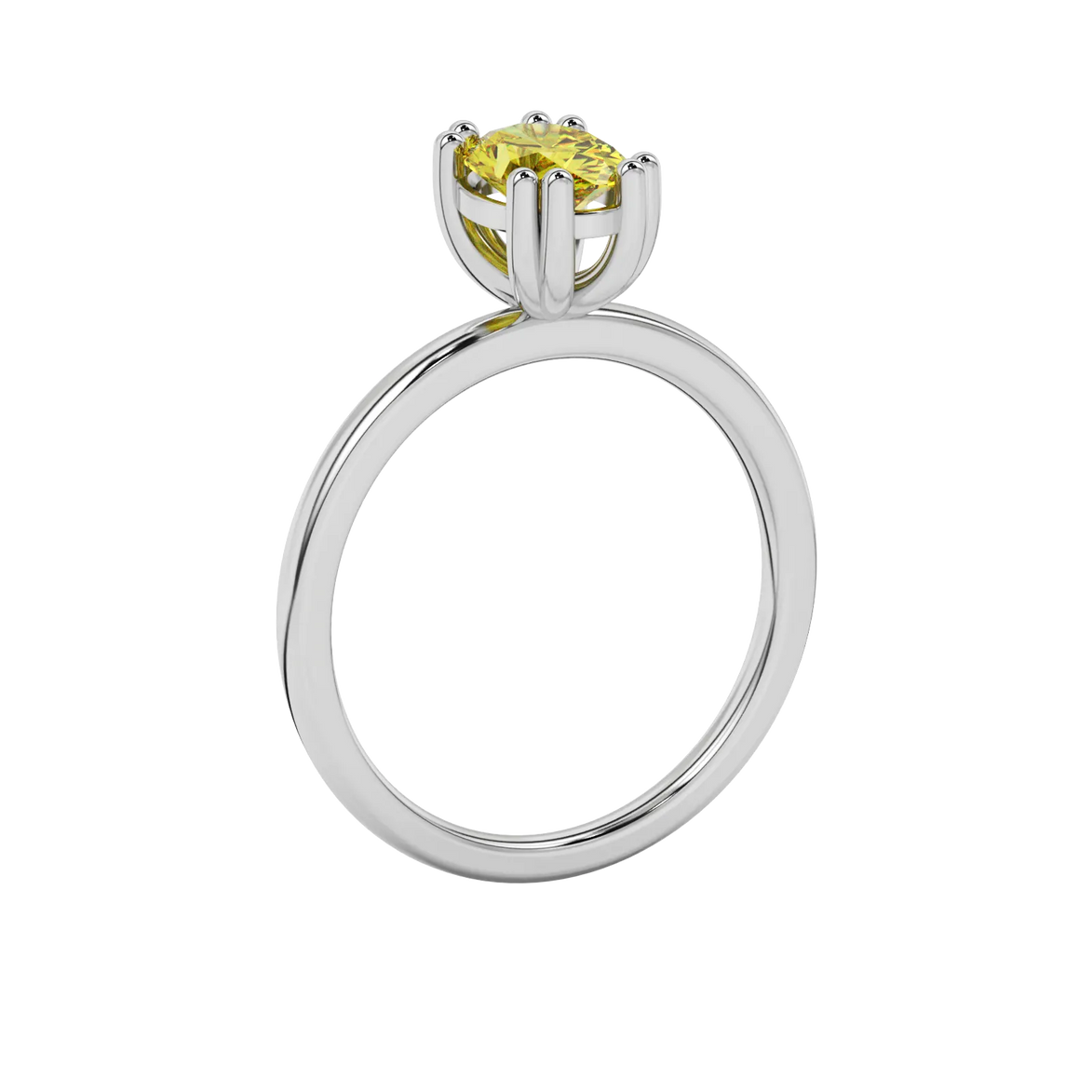 Side profile, white gold canary yellow ring, vintage basket gallery.