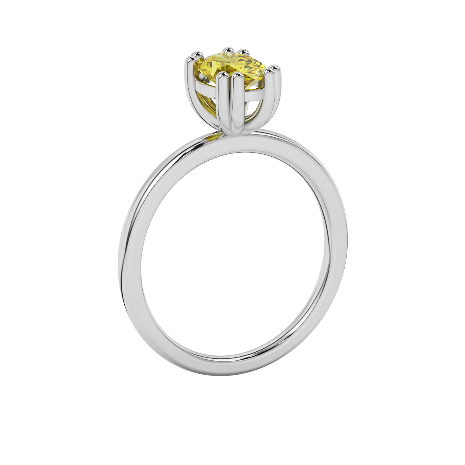 Side profile, white gold canary yellow ring, vintage basket gallery.