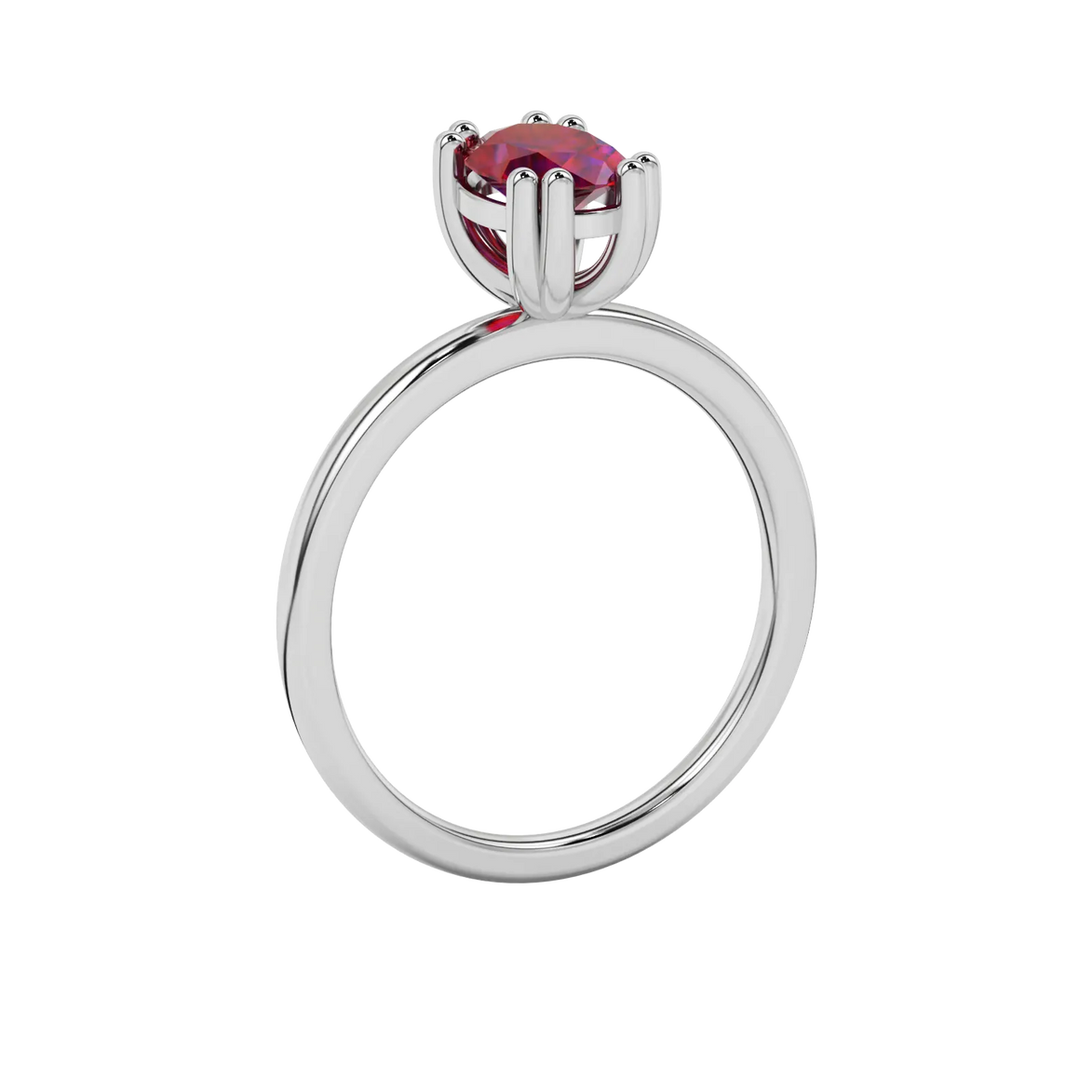 Side profile, white gold raspberry red ring, vintage basket gallery.