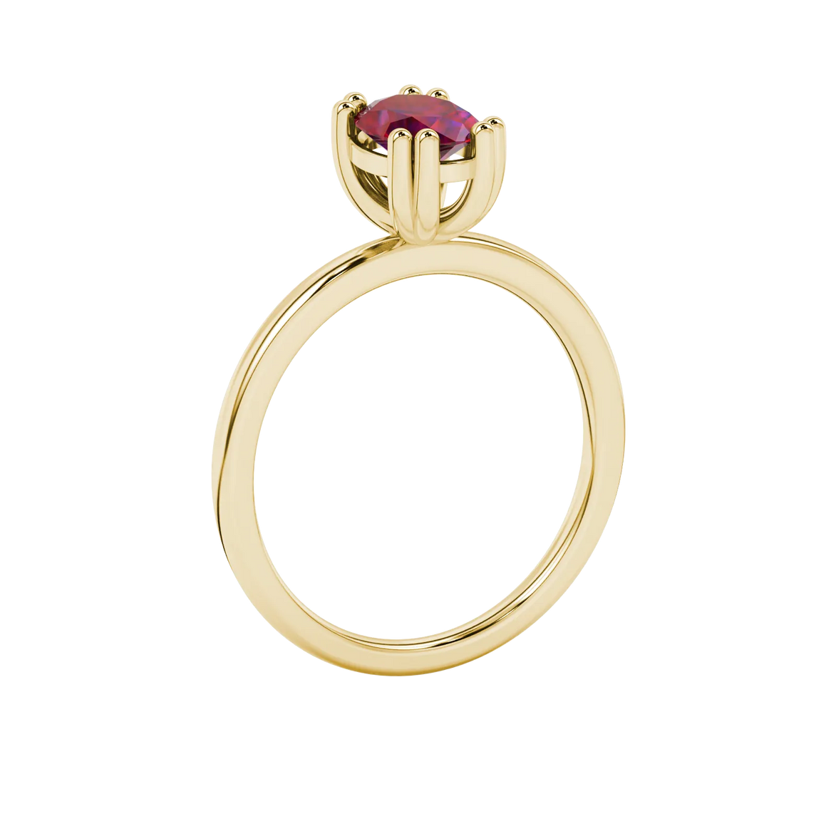 Side profile, yellow gold raspberry red ring, vintage basket gallery.