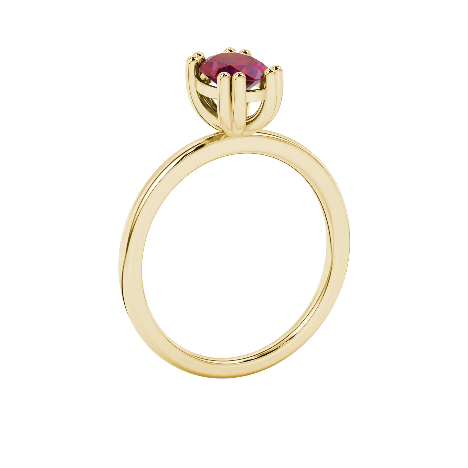 Side profile, yellow gold raspberry red ring, vintage basket gallery.
