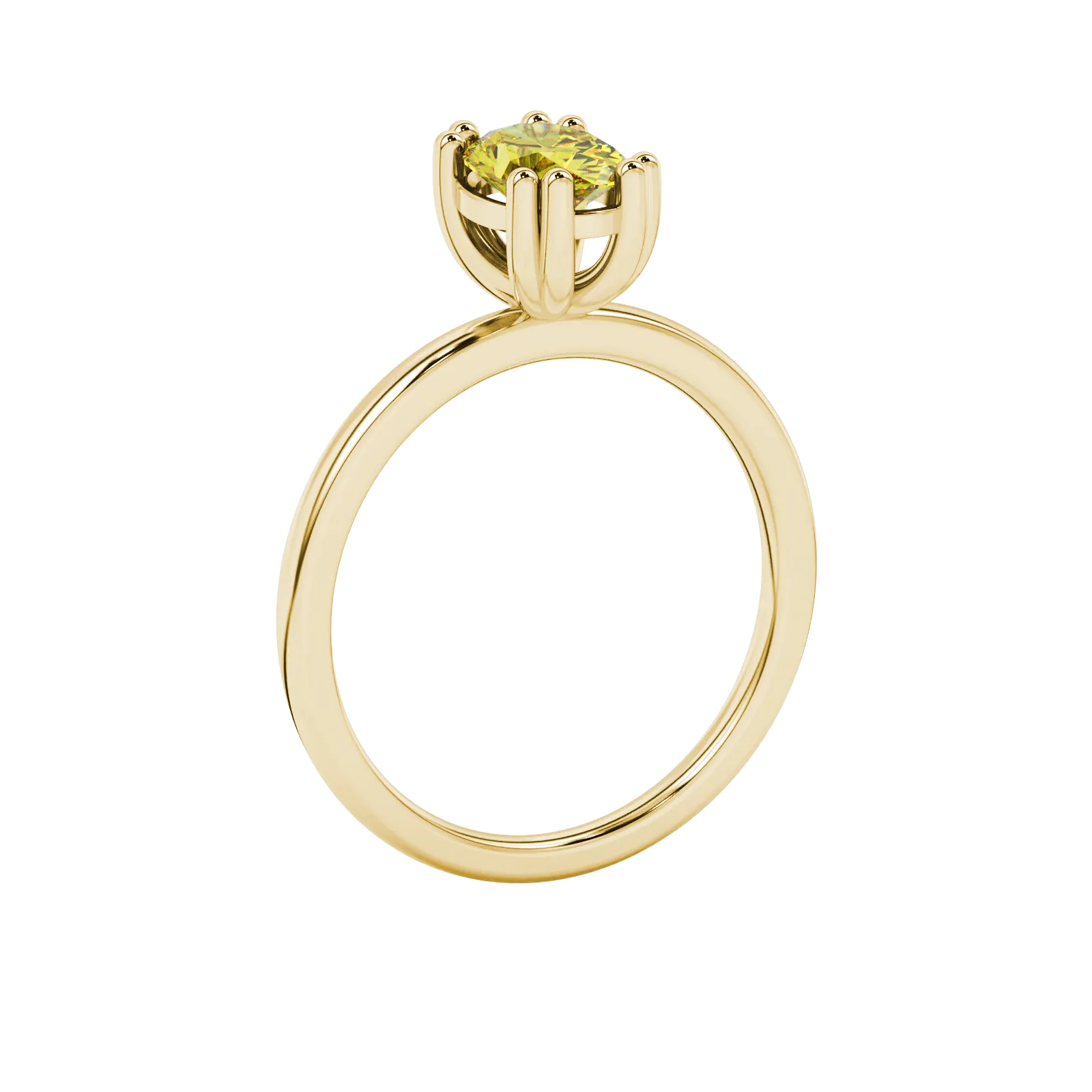 Side profile, yellow gold canary yellow ring, vintage basket gallery.