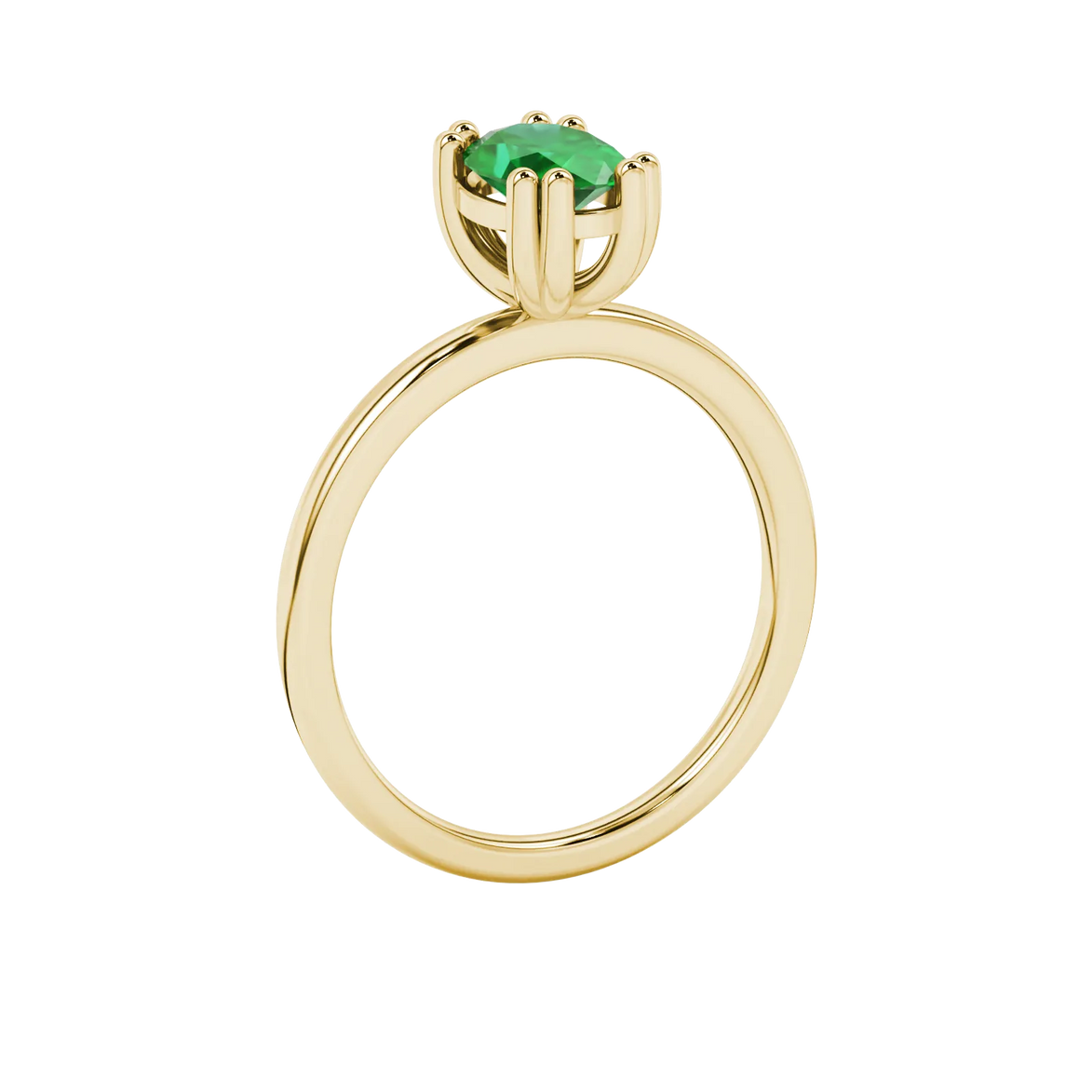 Side profile, yellow gold emerald green ring, vintage basket gallery.