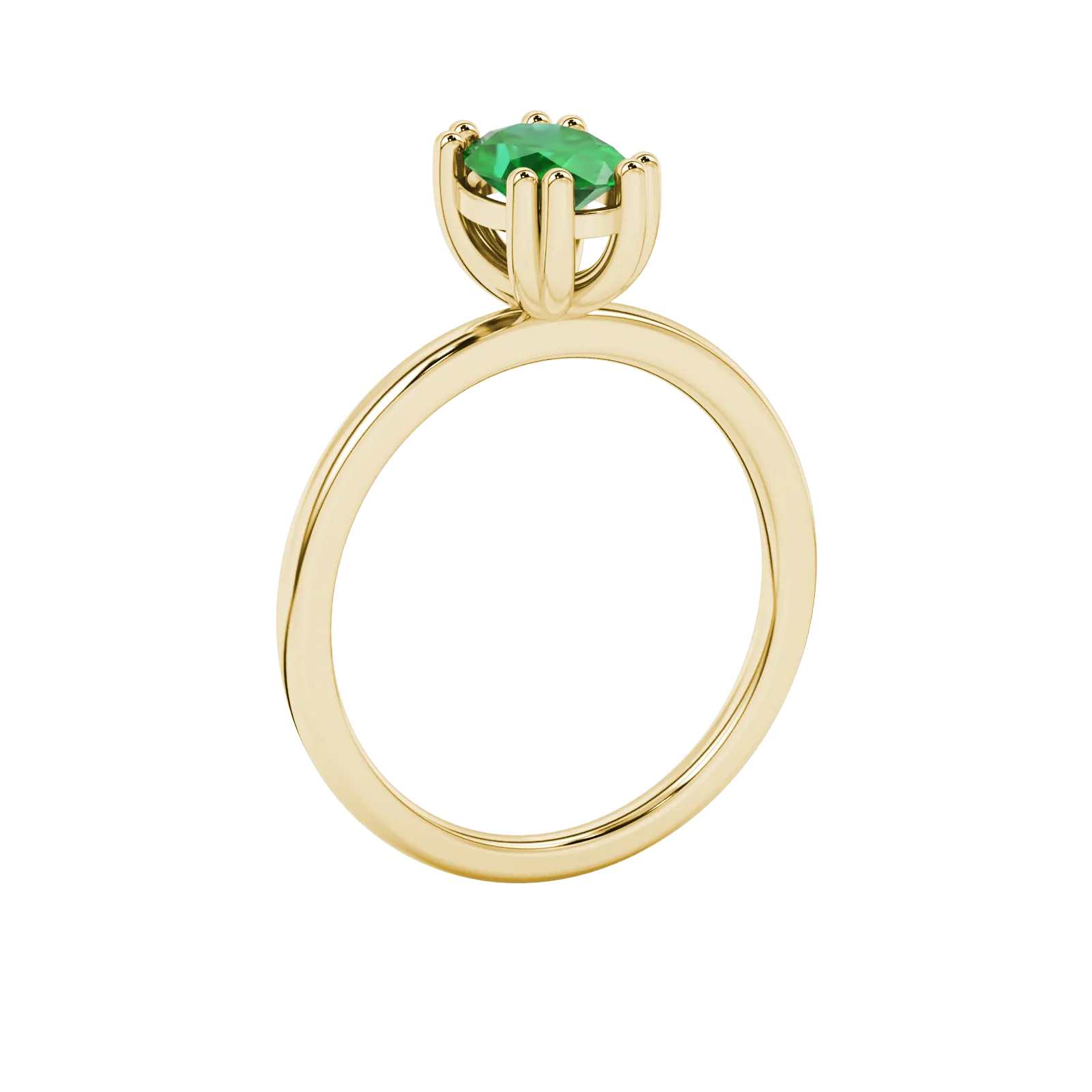 Side profile, yellow gold emerald green ring, vintage basket gallery.