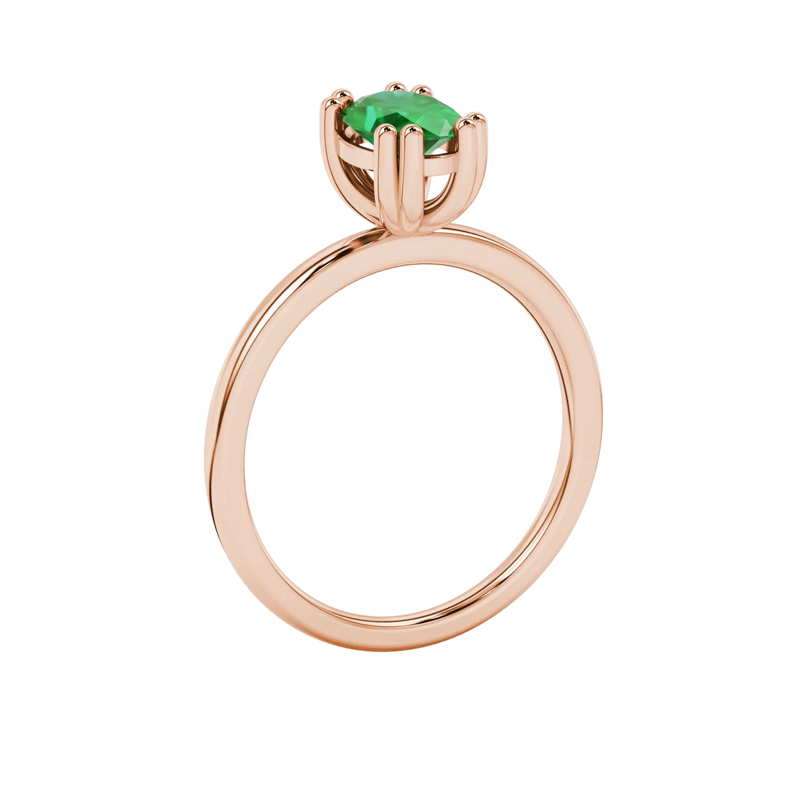Side profile, rose gold emerald green ring, vintage basket gallery.