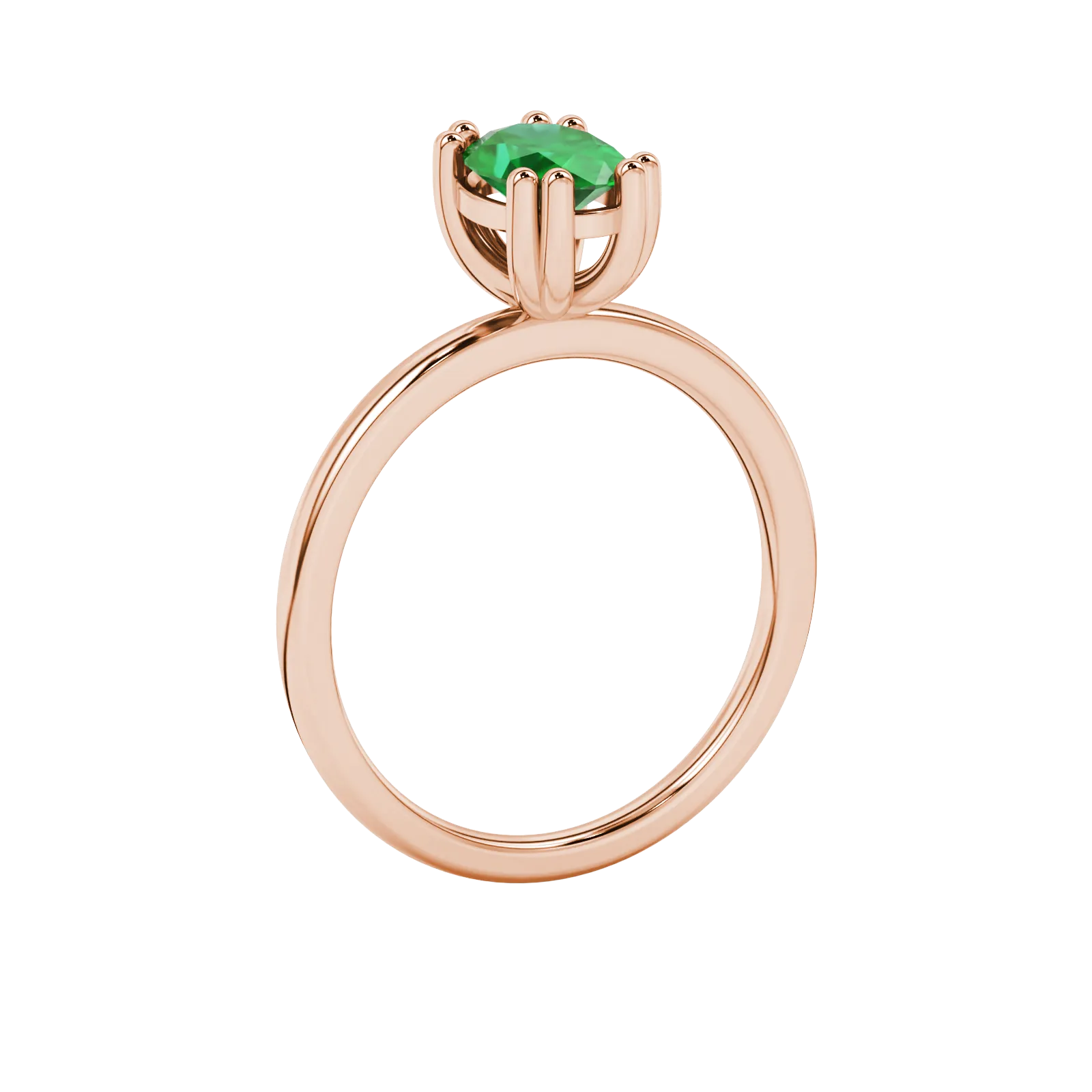 Side profile, rose gold emerald green ring, vintage basket gallery.