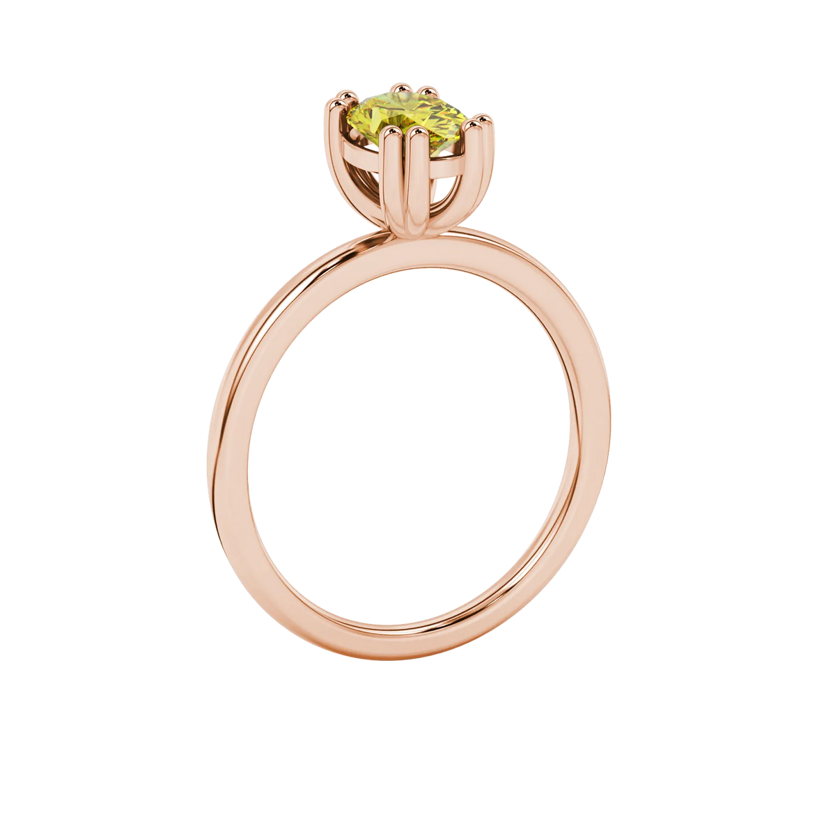 Side profile, rose gold canary yellow ring, vintage basket gallery.