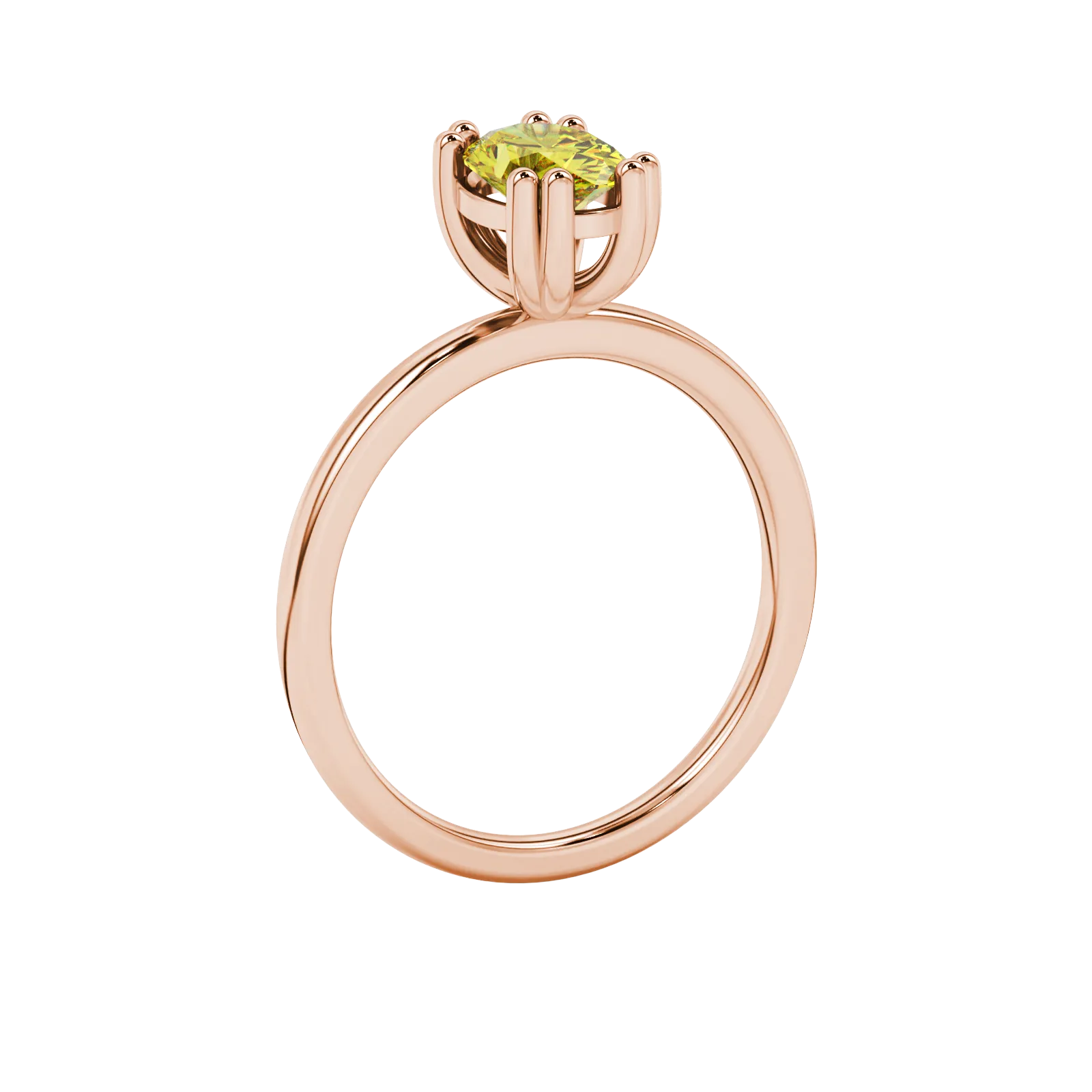 Side profile, rose gold canary yellow ring, vintage basket gallery.