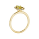 Side profile, yellow gold canary yellow ring, French pavé halo gallery.
