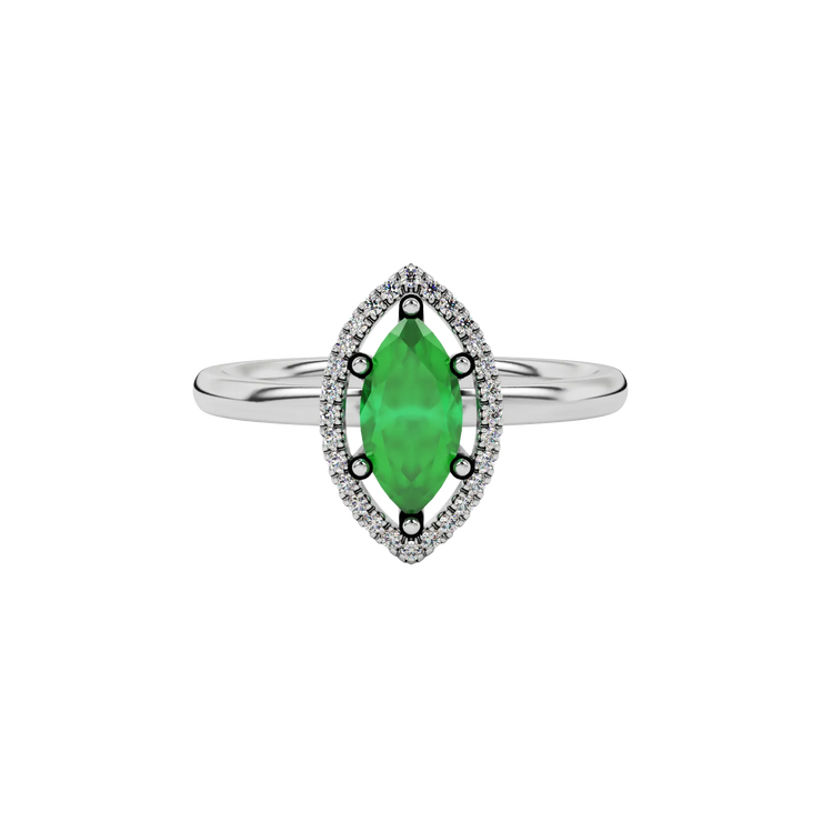 Marquise Halo Gemstone Ring