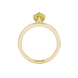 Marquise cut canary yellow gemstone ring, yellow gold scalloped six prong setting.