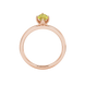 Marquise cut canary yellow gemstone ring, rose gold scalloped six prong setting.