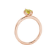 Side profile, rose gold canary yellow ring, scalloped six prong gallery.