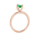 Side profile, rose gold emerald green ring, surprise diamond gallery.