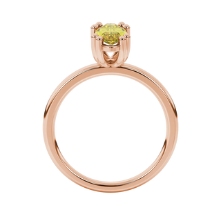 Marquise cut canary yellow gemstone ring, rose gold vintage basket setting.