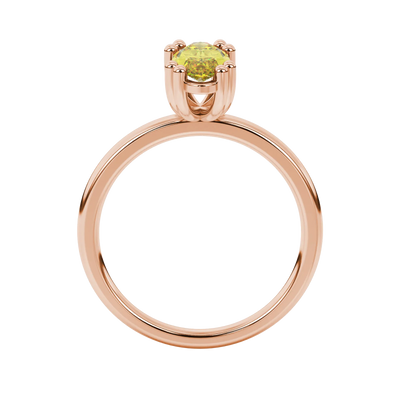 Marquise cut canary yellow gemstone ring, rose gold vintage basket setting.