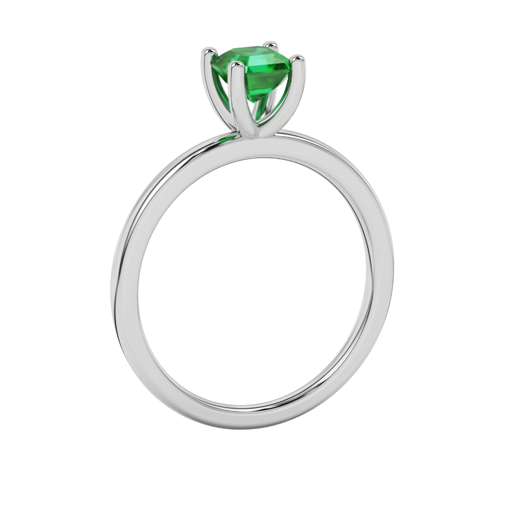 Asscher cut gemstone solitaire ring in gold with four-prong setting