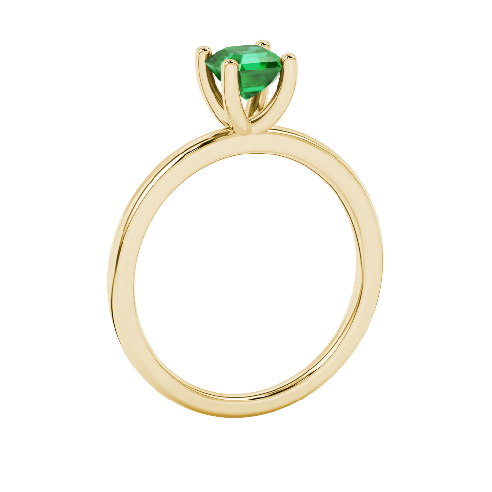 Asscher cut gemstone solitaire ring in gold with four-prong setting