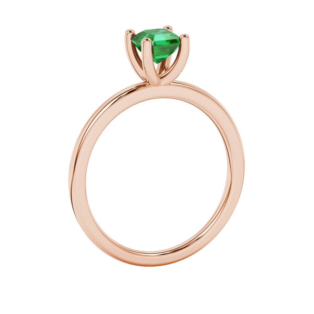Asscher cut gemstone solitaire ring in gold with four-prong setting