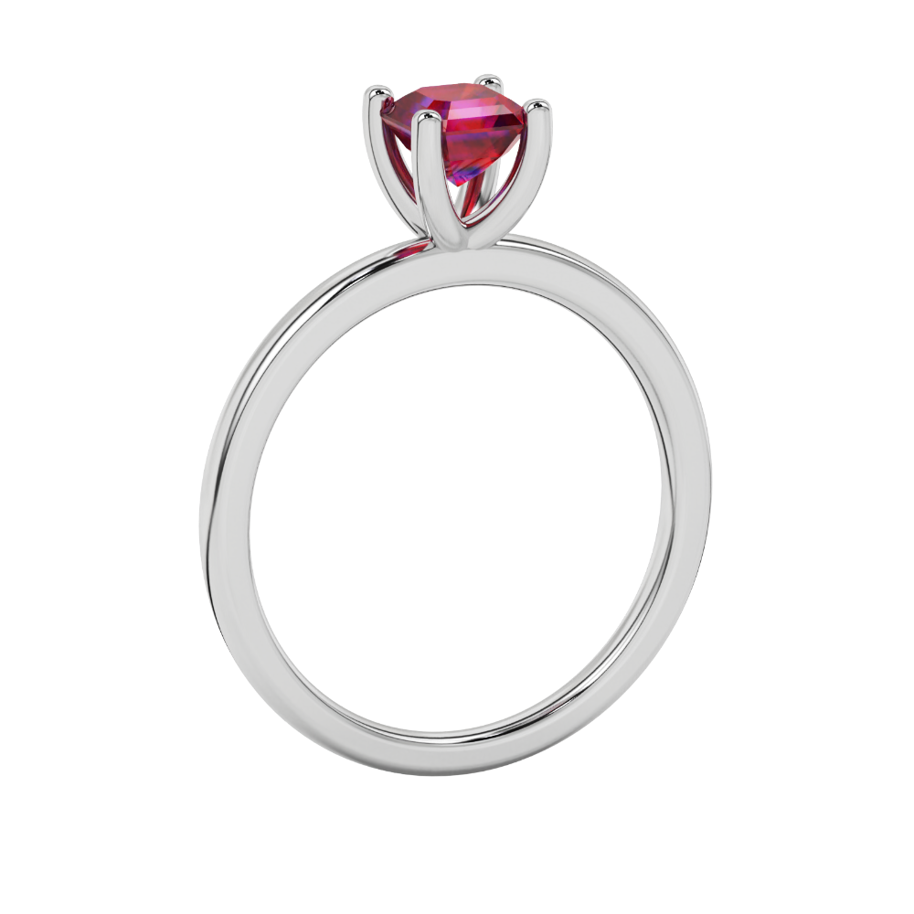 Asscher cut gemstone solitaire ring in gold with four-prong setting