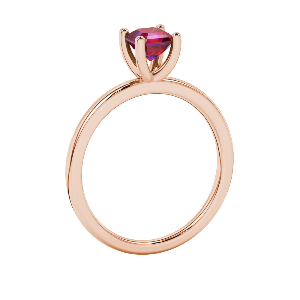 Asscher cut gemstone solitaire ring in gold with four-prong setting