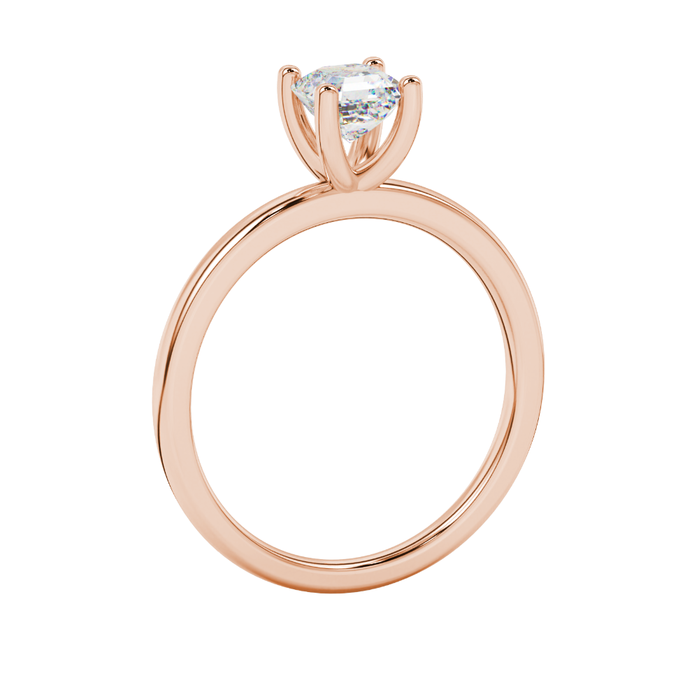 Asscher cut gemstone solitaire ring in gold with four-prong setting