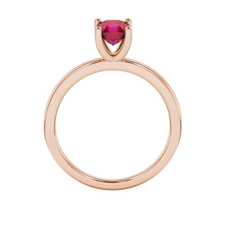 Raspberry Red gemstone classic basket ring in rose gold