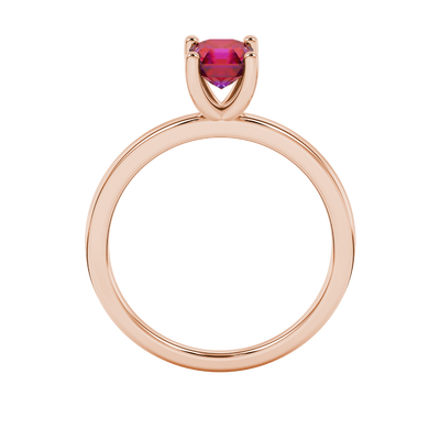 Raspberry Red gemstone classic basket ring in rose gold