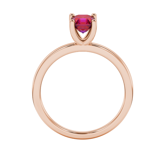 Raspberry Red gemstone classic basket ring in rose gold