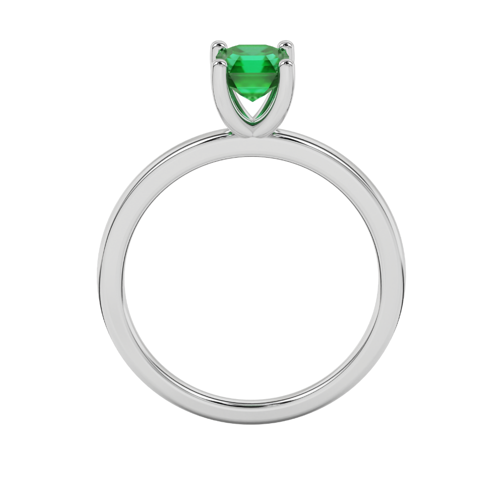 Asscher cut gemstone solitaire ring in gold with four-prong setting