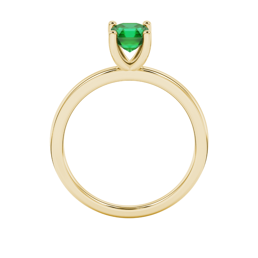 Asscher cut gemstone solitaire ring in gold with four-prong setting