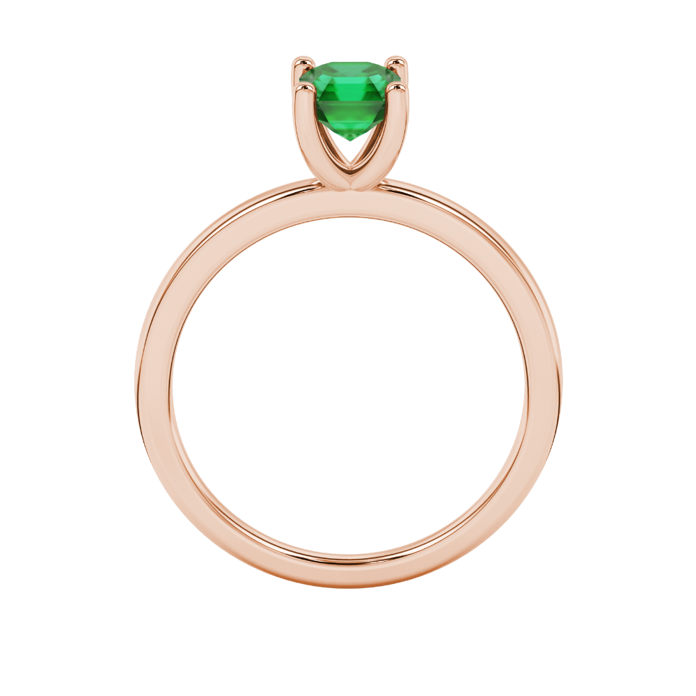 Asscher cut gemstone solitaire ring in gold with four-prong setting
