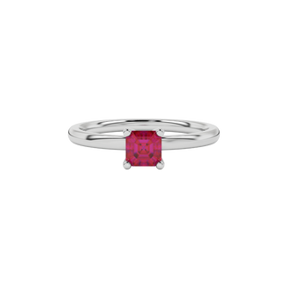 Raspberry Red gemstone classic basket ring in white gold
