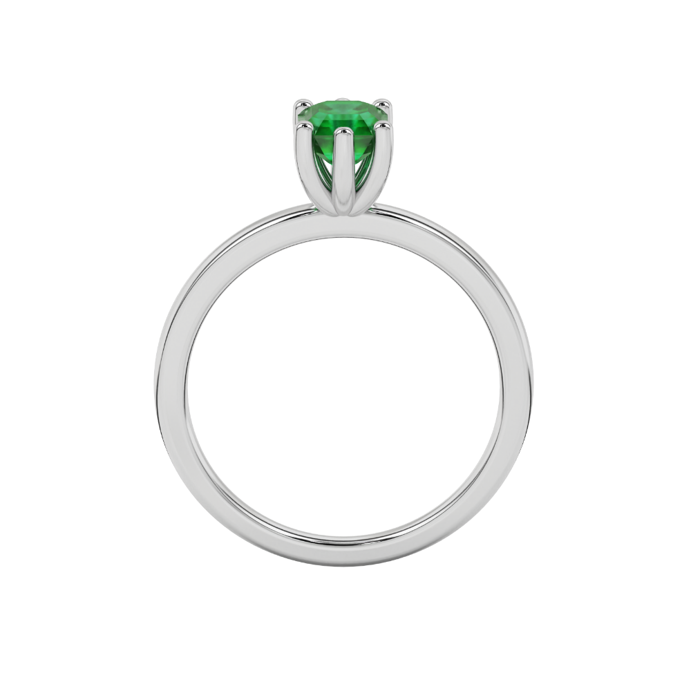 Asscher cut gemstone solitaire ring in gold with secure six-prong setting