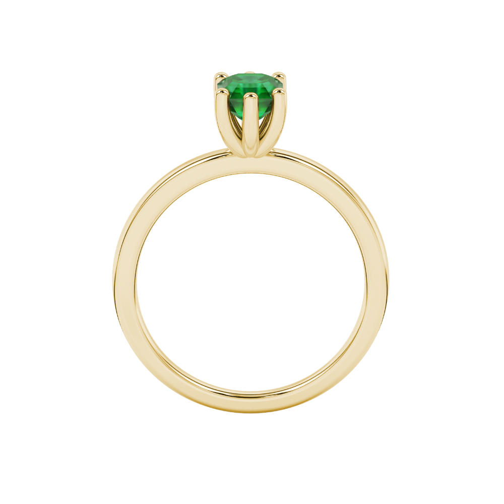 Asscher cut gemstone solitaire ring in gold with secure six-prong setting