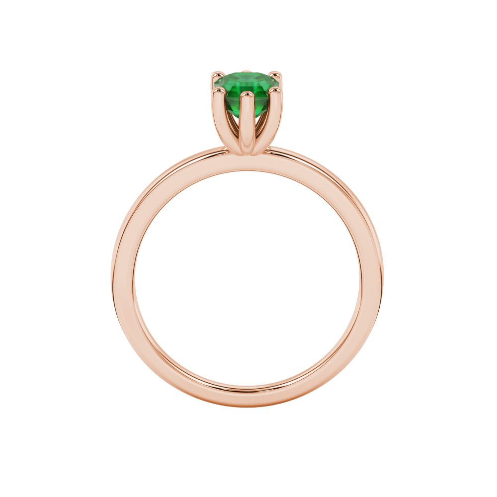 Asscher cut gemstone solitaire ring in gold with secure six-prong setting