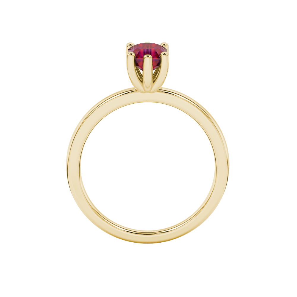 Asscher cut gemstone solitaire ring in gold with secure six-prong setting