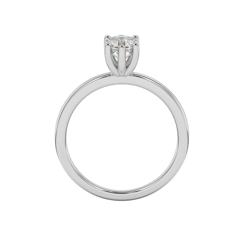 Asscher cut gemstone solitaire ring in gold with secure six-prong setting