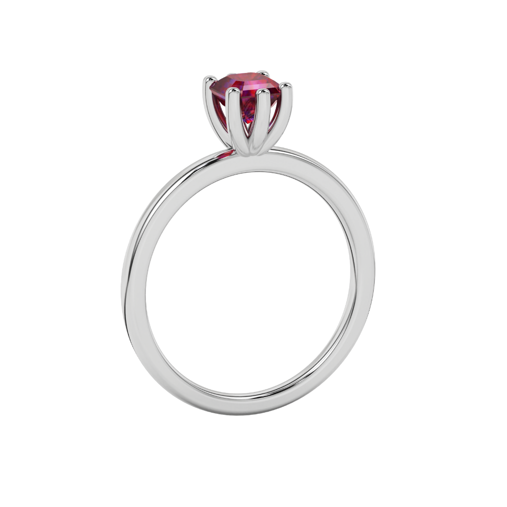 Asscher cut gemstone solitaire ring in gold with secure six-prong setting