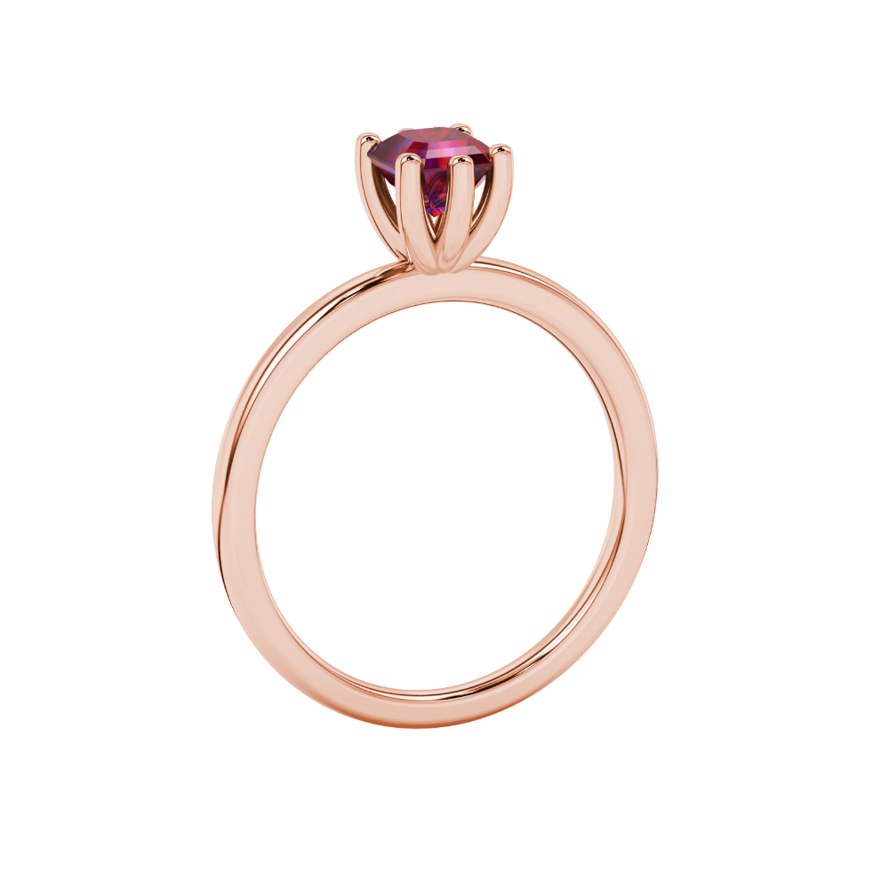 Asscher cut gemstone solitaire ring in gold with secure six-prong setting