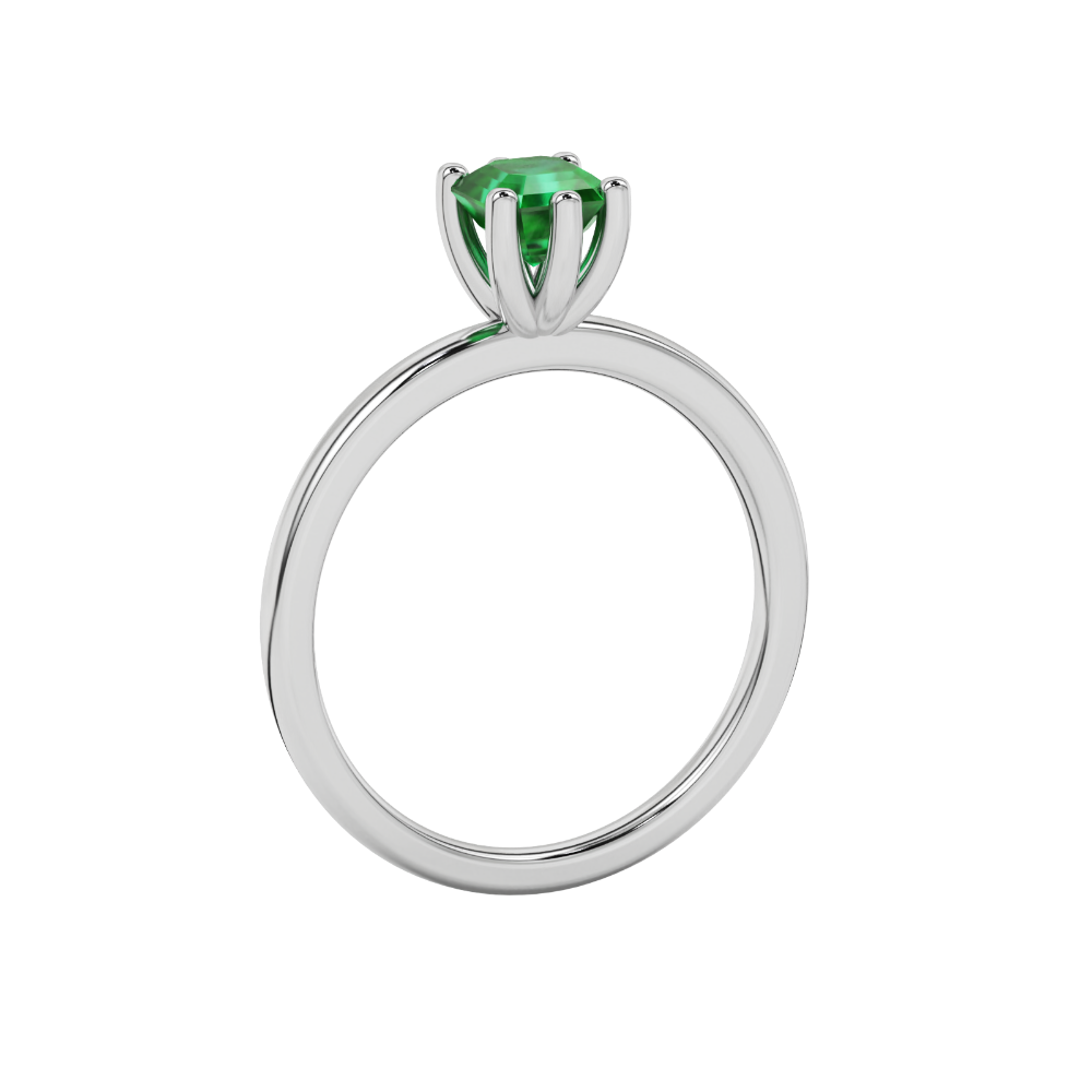 Asscher cut gemstone solitaire ring in gold with secure six-prong setting