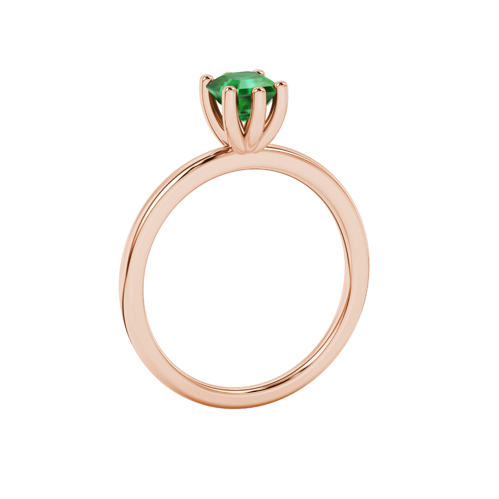 Asscher cut gemstone solitaire ring in gold with secure six-prong setting
