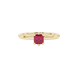 Asscher cut gemstone solitaire ring in gold with secure six-prong setting