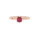 Asscher cut gemstone solitaire ring in gold with secure six-prong setting