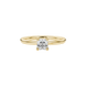 Asscher cut gemstone solitaire ring in gold with four-prong setting