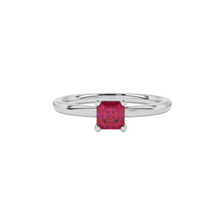 Raspberry Red gemstone classic basket ring in white gold
