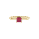 Asscher cut gemstone solitaire ring in gold with four-prong setting