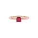 Asscher cut gemstone solitaire ring in gold with four-prong setting